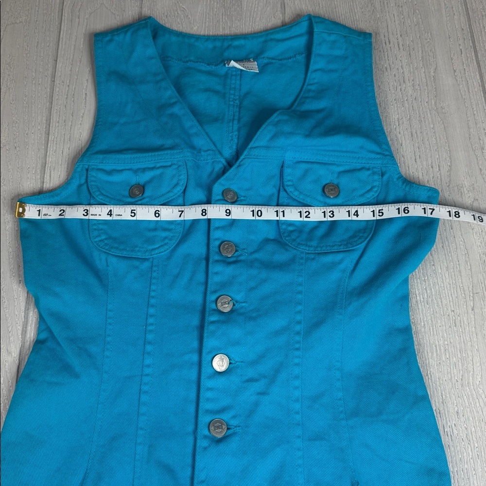 BONGO Y2K Vintage Mini denim dress - Teal - Sz 9 - Picture 7 of 8